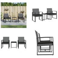 Meble ogrodowe - vidaXL 3-częściowy ogrodowy zestaw jadalny z poduszkami ciemnoszary PP rattan - ogrodowy zestaw jadalny - ogrodowe zestawy jadalne - zestaw jadalny - zestaw jadalny na taras - miniaturka - grafika 1