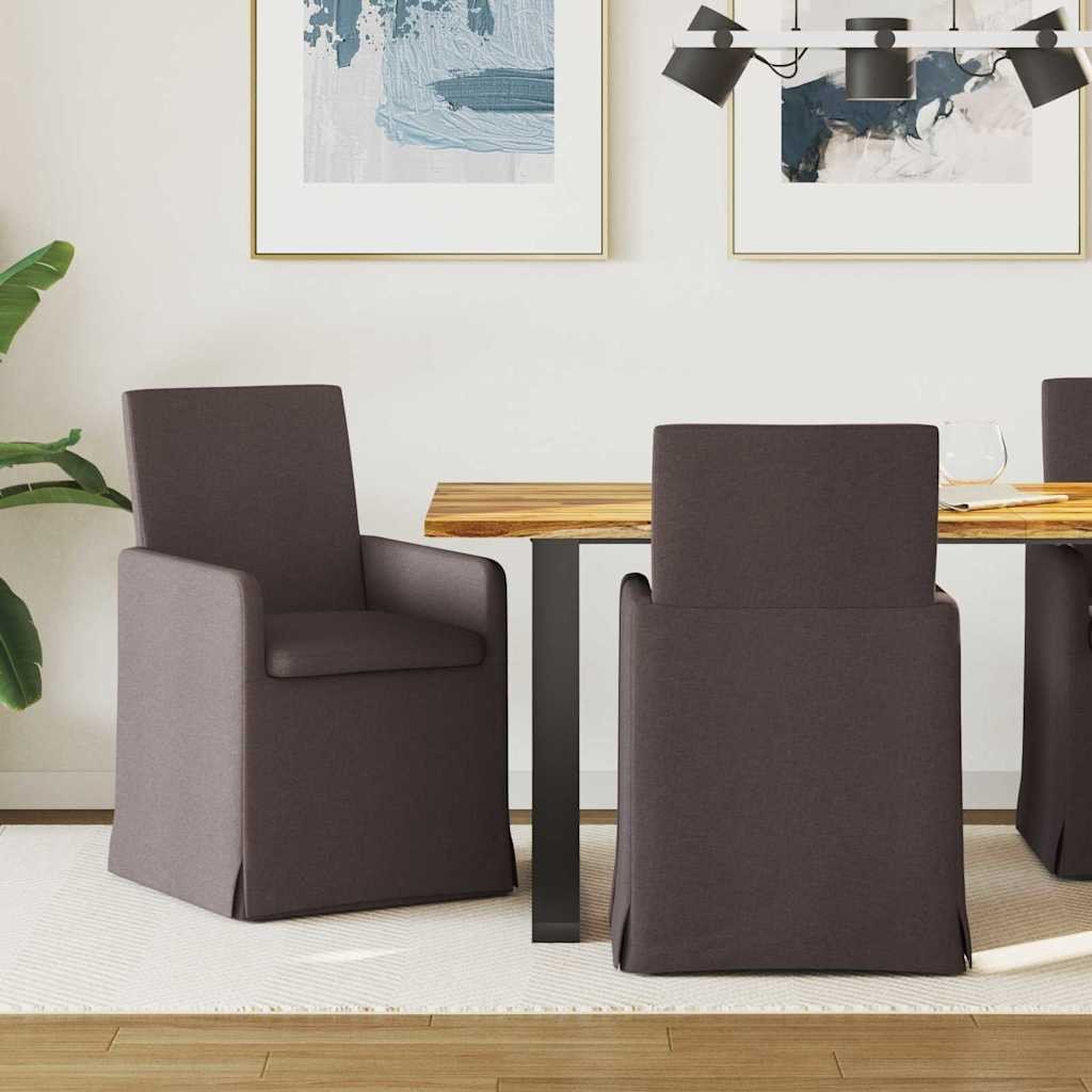 vidaXL Krzesła jadalne 2 pcs ciemnobrązowy 57 x 67 x 95 cm tkanina