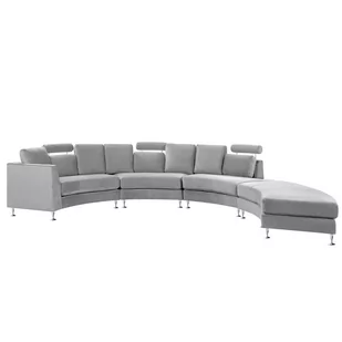 Beliani Sofa półokrągła modułowa welurowa jasnoszara ROTUNDE - Sofy i kanapy - miniaturka - grafika 1