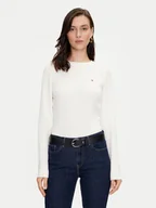 Swetry damskie - Tommy Hilfiger Sweter WW0WW41142 Biały Regular Fit - miniaturka - grafika 1