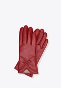 Rękawiczki - Damskie rękawiczki z naturalnej skóry owczej ocieplane czerwone - miniaturka - grafika 1