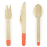 Dekoracje i nakrycia stołu na imprezę - PartyDeco Sztućce drewniane "Classic", pomarańczowe, 16 cm, 18 szt SDR1-005C - miniaturka - grafika 1
