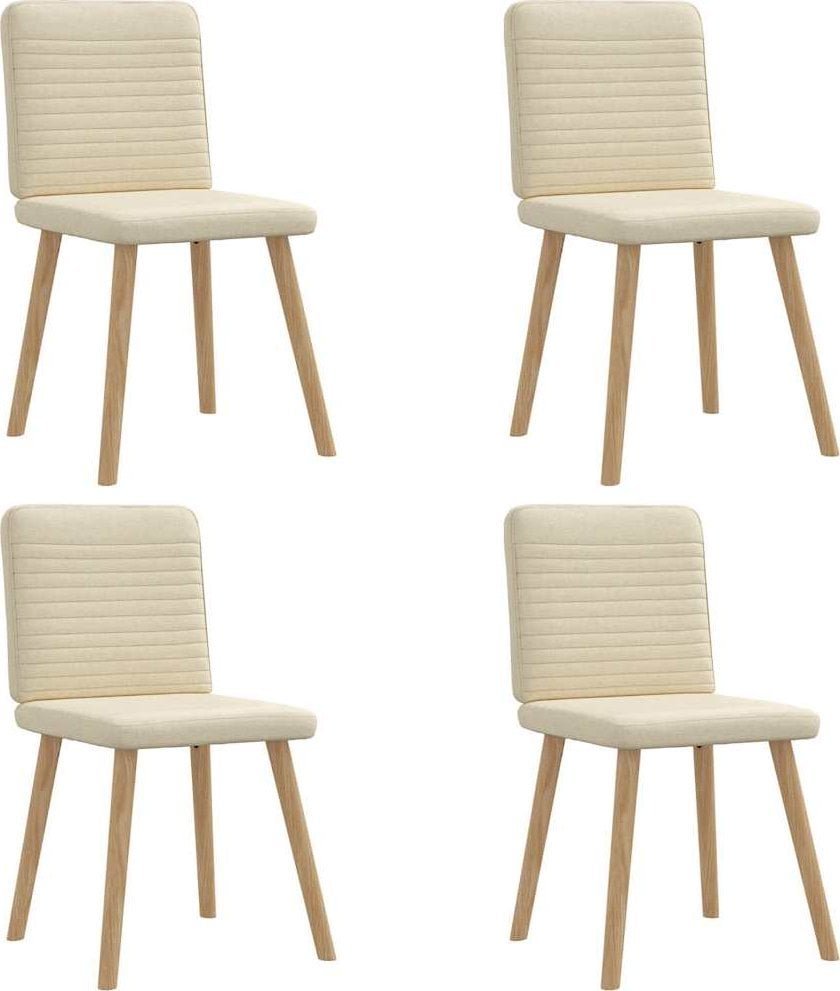 Krzesła stołowe, 4 szt., kremowe, obite tkaniną
