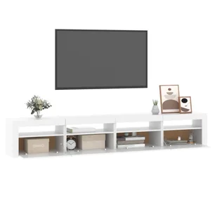 Lumarko Szafka pod TV z oświetleniem LED, biała, 240x35x40 cm - Szafki RTV - miniaturka - grafika 7