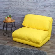 Sofy i kanapy - Sofa rozkładana HWC-E68, sofa rozkładana funkcjonalny fotel rozkładany fotel rozkładany, tkanina/tkanina ~ żółty - miniaturka - grafika 1
