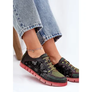 Skórzane Półbuty Damskie Wzorzyste Maciejka 06784-20 Czarne - Półbuty damskie - miniaturka - grafika 1