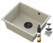 Zlewozmywaki - Granitan Manado Beżowy Podblatowy Zlew Czarny Podwieszany 50 - miniaturka - grafika 1