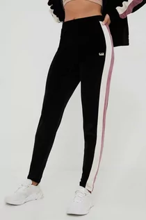 Spodnie damskie - EA7 Emporio Armani spodnie dresowe kolor czarny wzorzyste - grafika 1
