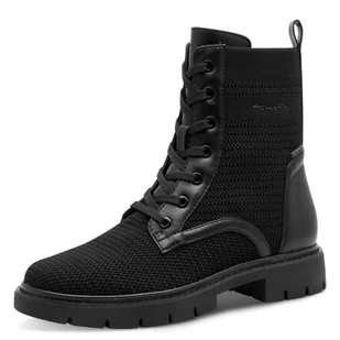 TAMARIS Damskie buty Comfort Lace Boot Flat WarmInsole+TEX półdługie kozaki, czarne, 40 EU, czarny, 40 EU - Kozaki damskie - miniaturka - grafika 1