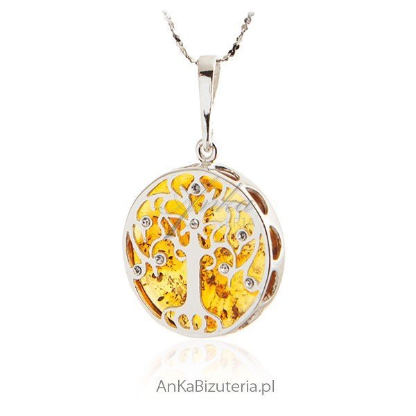 ankabizuteria.pl Zawieszka srebrna z bursztynem i kryształkami Swarov