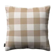 Poszewki na poduszki - Dekoria Poszewka Kinga na poduszkę beżowo biała krata 5,5x5,5cm) 43x43 cm Quadro 100-136-08 - miniaturka - grafika 1