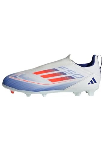 adidas F50 League Laceless Buty piłkarskie Firm Ground Farm Ground, FTWR White/Solar Red/Lucid Blue, 30.5 EU, Ftwr White Solar Red Lucid Blue, 30.5 EU
