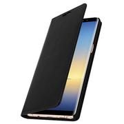 Etui i futerały do telefonów - Etui Folio Prawdziwa Skóra Samsung Galaxy Note 8 z uchwytem na kartę Podstawka wideo Czarny - miniaturka - grafika 1