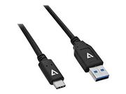 Kable USB - V7 Kabel USB USB-C USB-A 1m Czarny V7U3.1AC-1M-BLK-1E - miniaturka - grafika 1