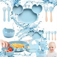 Zestawy naczyń dla dzieci - ZESTAW NACZYŃ SILIKONOWYCH DO KARMIENIA DLA MAŁYCH DZIECI KOMPLET 10 EL. - miniaturka - grafika 1