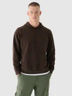 Bluzy męskie - 4F Bluza dresowa nierozpinana z kapturem męska - brązowa XXL - miniaturka - grafika 1