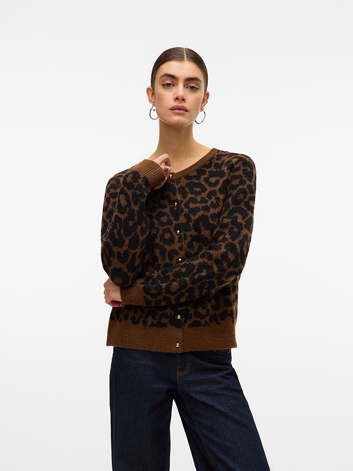 Vero Moda Kardigan w kolorze jasnobrązowo-czarnym
