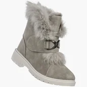 Buty dla dziewczynek - Kozaki Dziecięce Ocieplane Na Rzep Zimowe Z Futerkiem Szare Collection Paris DD1874-4 Szary 29 - Wojtyłko - miniaturka - grafika 1