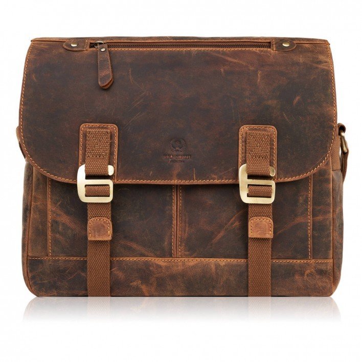 Torba Męska Na Ramię Skórzana Brązowa Vintage Na Laptopa Duża Paolo Peruzzi T-81-Hbr