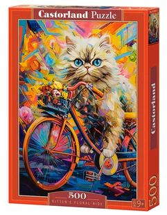 Puzzle 500 el. Kwiatowa przejażdżka kociaka - Puzzle - miniaturka - grafika 1