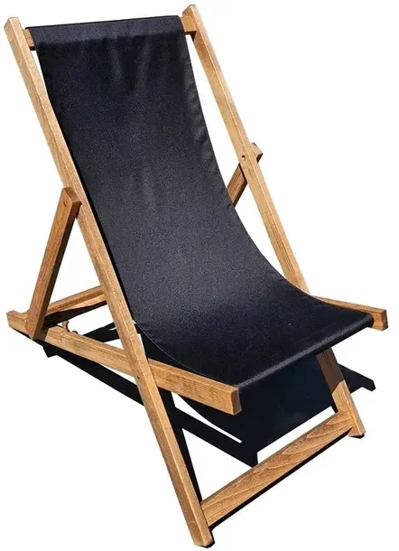 Leżak Ogrodowy Gruba Bukowa Malowana Rama Drewniany Leżak Premium Czarny