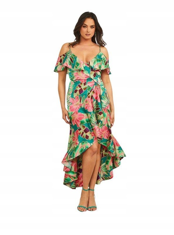 MARCIANO GUESS SUKIENKA ROZKLOSZOWANA W KWIATY Z FALBANĄ 42 GŁA
