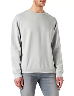 Swetry męskie - Urban Classics Męska bluza Pigment Dyed Crew Neck Basic sweter dla mężczyzn dostępny w 4 kolorach, rozmiary S - 5XL, Lightassphalt, XXL - grafika 1