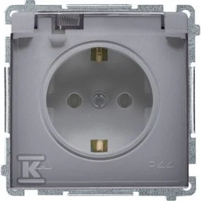 Kontakt Simon KONTAKT_SIMON Gniazdo pojedyncze bryzgoszczelne IP44 Schuko BASIC Srebrny BMGSZ1BZ.01/43A - Gniazdka elektryczne - miniaturka - grafika 1