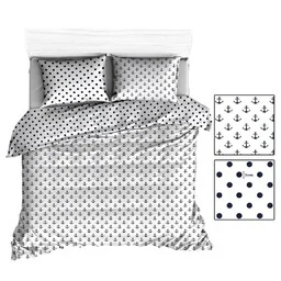 Extrapościel Pościel bawełniana 200x220 R135 biała kotwice groszki granatowe 38N 249N - Pościel Extrapościel Pościel bawełniana 200x220 R135 biała kotwice groszki granatowe 38N 249N - Pościel - miniaturka - grafika 1