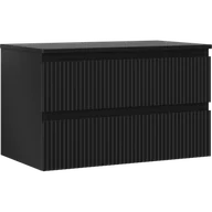 Szafki łazienkowe - Mexen Rivel szafka łazienkowa podumywalkowa 80 cm z blatem, 2 szuflady, ryflowana , czarna mat - 91A20-08047-2-BFFC71 - miniaturka - grafika 1