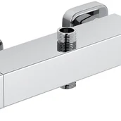 Baterie wannowe i prysznicowe - Bateria prysznicowa termostatyczna z 2 wyjściami – wyjście górne 3/4" BSP i wyjście dolne 1/2" BSP – kształt kwadratowy, mosiądz, wykończeni - miniaturka - grafika 1