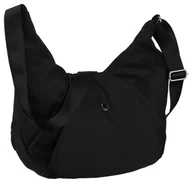 Torebki damskie - Duża torebka damska PETERSON listonoszka na ramię crossbody na suwak szeroki pasek czarna - miniaturka - grafika 1