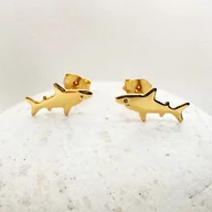 Kolczyki - Pozłacane Srebrne kolczyki rekiny, sztyfty rekinki - miniaturka - grafika 1
