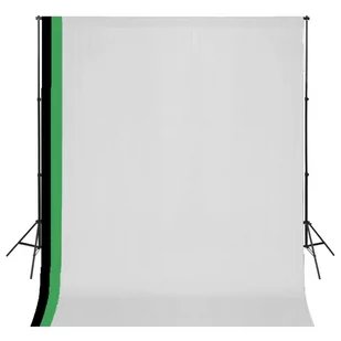 vidaXL Zestaw fotograficzny z 3 tłami z bawełny i ramą 3 x 3 m 275418 - Akcesoria fotograficzne - miniaturka - grafika 1