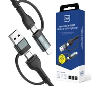 Kable USB - 3mk Hyper Cable N-SERIES 2w2 A/C do C /Lightning 1,2m 20V/3A 60W Czarny - miniaturka - grafika 1