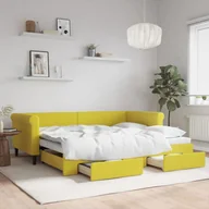 Sofy i kanapy - vidaXL Sofa rozsuwana z szufladami, żółta, 90x200 cm, aksamit - miniaturka - grafika 1