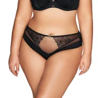 Majtki damskie - Figi damskie z kwiatowym haftem i tiulem AV 2071 czarne XXL - miniaturka - grafika 1