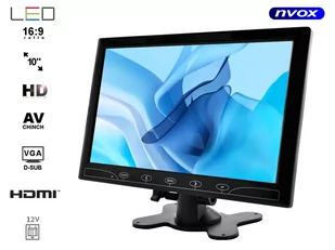 Monitor LED 10" cali HD z HDMI VGA AV 12V 230V - Car Video - miniaturka - grafika 4