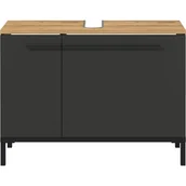 Szafki łazienkowe - Ciemnoszara szafka pod umywalkę w dekorze dębu 80x59 cm Yonkers – Germania - miniaturka - grafika 1