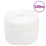Pasmanteria - vidaXL Linka żeglarska, biała jednolita, 6 mm, 100 m, polipropylen - miniaturka - grafika 1