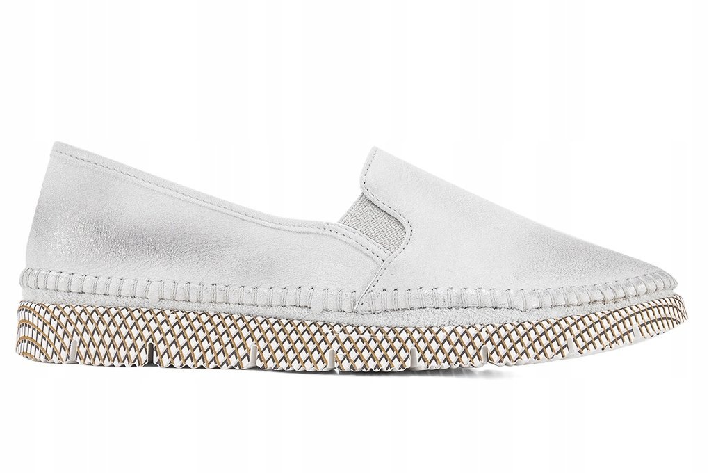Espadryle Maciejka 03512-35 półbuty damskie srebrne skóra r.36