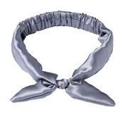 Pozostałe akcesoria do kąpieli i SPA - Cat & Cat- Jedwabna przepaska do włosów z uszkami Szara 1szt - miniaturka - grafika 1