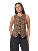 Kamizelki damskie - Scotch & Soda Kamizelka w kolorze karmelowo-czarnym - miniaturka - grafika 1