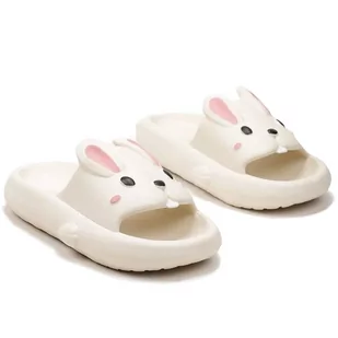 Klapki Piankowe Gumowe Basenowe Ogrodowe Domowe Lekkie Wygodne Damskie Z Królikiem Beżowe 36/37 - Moda i Uroda OUTLET - miniaturka - grafika 1