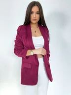 Marynarki i żakiety damskie - ELEGANCKA MARYNARKA ZAMSZOWA MARILLA ONE SIZE - PURPURA - MODA ITALIA - miniaturka - grafika 1