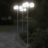 Lampy ogrodowe - Stojące lampy ogrodowe, 3 szt, srebrne, 215 cm, stal nierdzewna Lumarko! - miniaturka - grafika 1