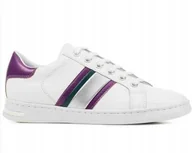 Trampki damskie - GEOX TRAMPKI DAMSKIE BIAŁE NISKIE ZE SKÓRĄ 35 Ż_A - miniaturka - grafika 1