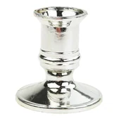 Świeczniki - Świecznik Plastikowy Pojedynczy Stożkowy Do Świec Długich Srebrny Na Kolędę - miniaturka - grafika 1