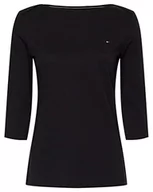 Kurtki damskie - Tommy Hilfiger Damskie topy z dzianiny CRV Slim Boat-NK 3/4 SLV L/S, czarne, 46, Czarny - miniaturka - grafika 1