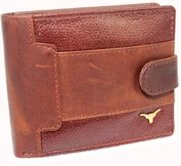 Portfel Męski Skórzany ANDREAS Skóra Licowa Mały Poziomy Z Zapięciem CZEKOLADOWY RFID HK5130B ML 11,5 x 9 x 3 [cm] - Portfele - miniaturka - grafika 1
